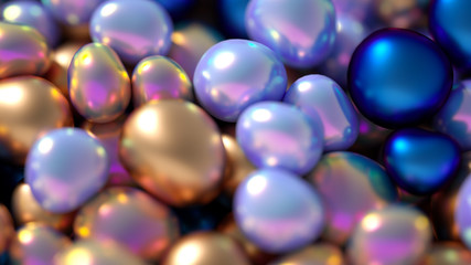 Beautiful background with beads, particles and simulation. 3d illustration, 3d rendering.