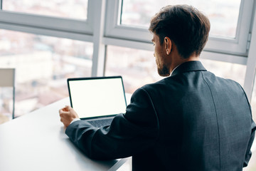 man using digital tablet