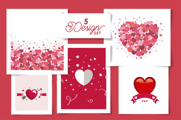 set five designs of love and decoration vector illustration design