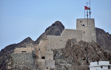 Mutrah Fort Full View over Muscat, Oman Corniche