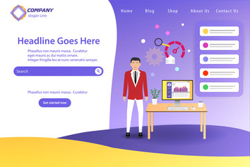  Business Website Landing Page Vector Template Design Concept	