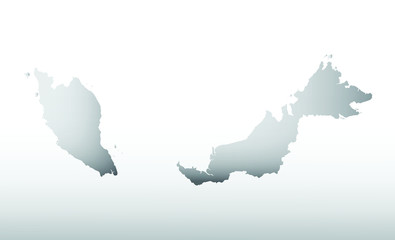 Gray color Malaysia map with dark and light effect vector on light background illustration