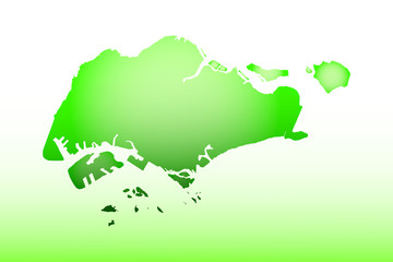Singapore map using green color with dark and light effect vector on light background illustration