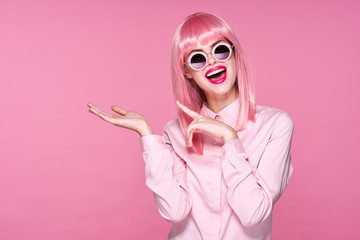 young woman with red mask