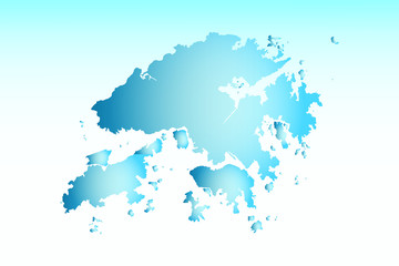Blue Hong Kong map ice with dark and light effect vector on light background illustration