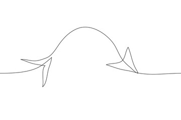 continuous line drawing curved arrow black stable outline on white background. Vector horizontal stock illustration. The concept of difficulty path, goal achievement, target, unplanned difficulties