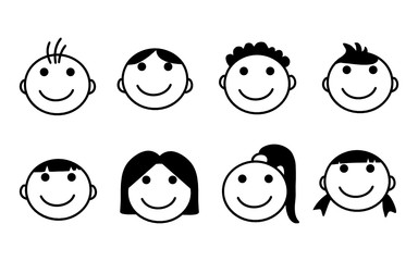 Happy kids cartoon on white background. Vector illustration 