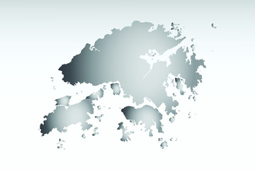 Gray color Hong Kong map with dark and light effect vector on light background illustration