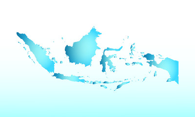 Blue Indonesia map ice with dark and light effect vector on light background illustration