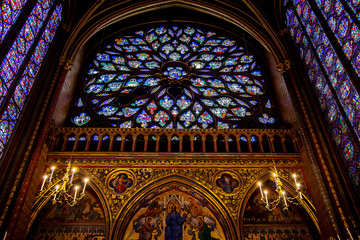 Obraz premium Sainte Chapelle view from Paris with wide angle fish eye lens provides panoramic vision
