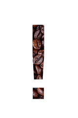 Stencil symbol exclamation on textured background of coffee bean