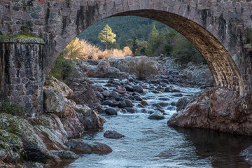 Bridge over the Fango river at Manso in Corsica