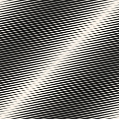 Vector geometric halftone diagonal stripes seamless pattern. Black and white slanted parallel graphic lines. Gradient transition effect texture. Modern funky abstract background. Repeat design element