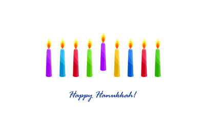 Holiday of Hanukkah, nine burning candles