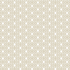 Vector golden geometric seamless pattern in traditional style. Tribal ethnic motif. Ornament with crossing lines, grid, mesh, lattice. Modern abstract white and beige texture. Repeat design element