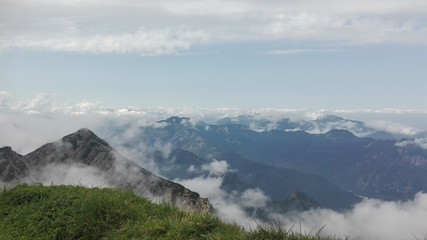 Bergblick, Gipfel, weiß, blau