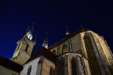 Temple of the Virgin Mary before Tyn at night