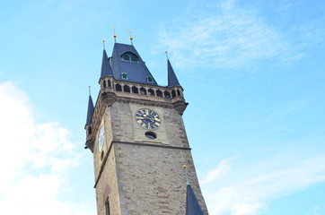 Fototapeta na wymiar Old Town Hall with chimes in Prague