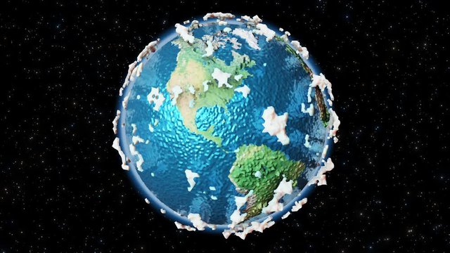 Lowpoly stylized Earth Loop with Luma Matte - 3D animation in 4K UHD 2160p Resolution ProRes codec
