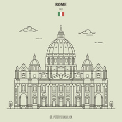 St. Peter's Basilica in Rome, Italy. Landmark icon