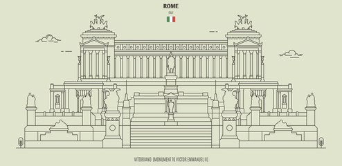 Vittoriano, Monument to Victor Emmanuel II in Rome, Italy. Landmark icon