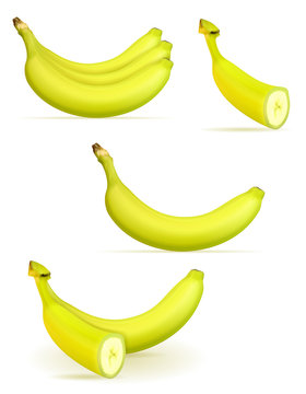 banana ripe yellow and a some green vector illustration