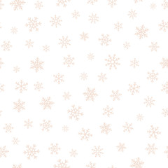 Subtle snow seamless pattern. Elegant Christmas background with small snowflakes on white backdrop. Elegant pastel vector texture. Winter holiday theme. Minimalist repeat design for decor, print, web