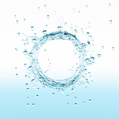 飛散する水滴と水の輪のイラストCG