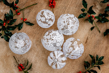 Preparing handmade Christmas decorations at home