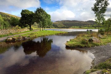 Summer view over Watendlath Tarn, Lake District National Park, Cumbria, England, UK
