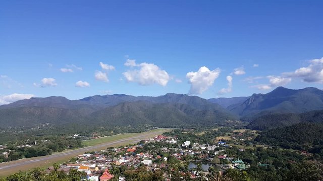 Timelapse - View and Sky at Mae Hong Son Airport, Thailand