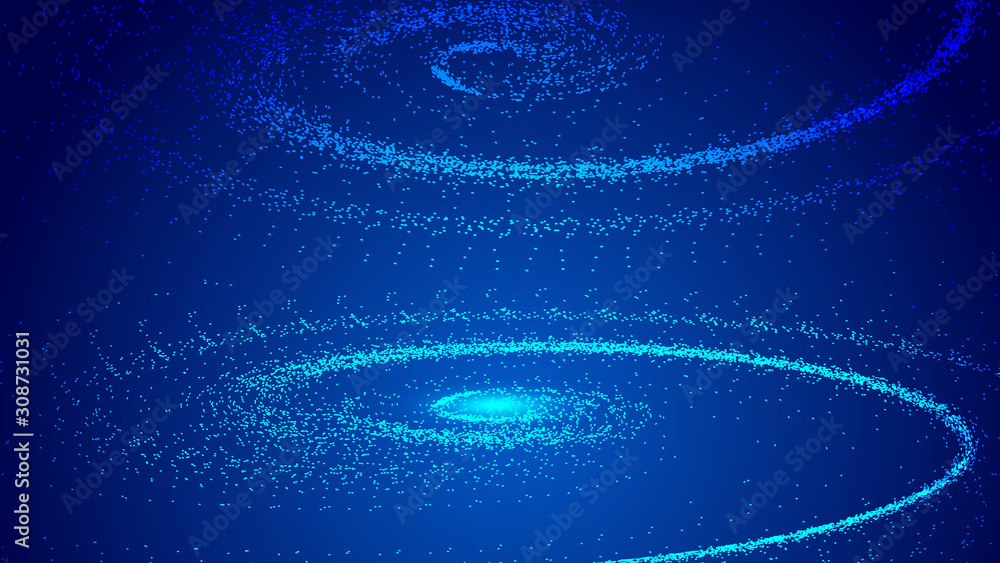 Poster the universe vortex constructed by the movement trajectory of luminescent particles and the abstract