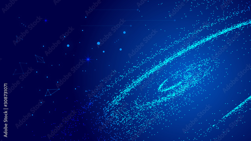 Poster the universe vortex constructed by the movement trajectory of luminescent particles and the abstract