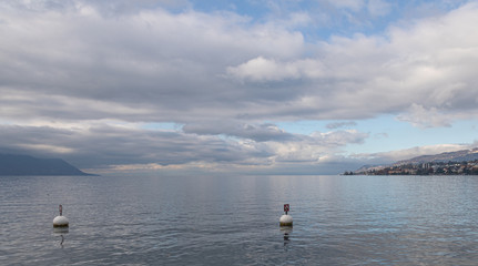 Lake Leman. Water. Cold. Clouds. Swiss. Windy