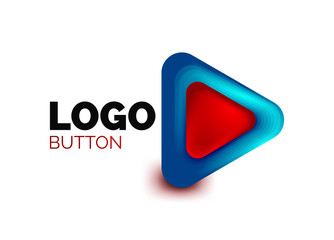 Play, arrow or download button icon, minimal design business logo template. 3d geometric bold in relief style with color blend steps effect. Vector Illustration For Wallpaper, Banner, Background, Card