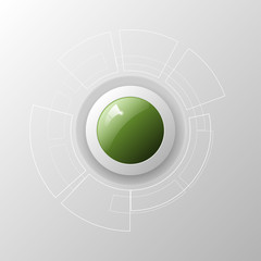 Realistic circle green technology Button on white background, Vector illustration