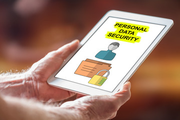 Personal data security concept on a tablet