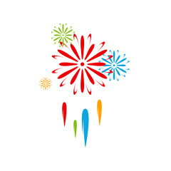 Obraz premium Firework line icon and happy new year firework vector design, Creative icon, design concept