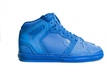 London, England, 24/10/2019 C1rca or Circa 99 Womens blue Leather Dutch Blue shoes isolated on white background shot professionallyy in studio retro vintage skate shoes kept good condition