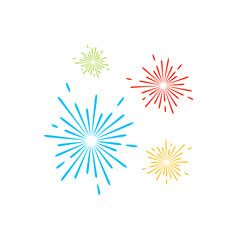 Firework line icon and happy new year firework vector design, Creative icon, design concept