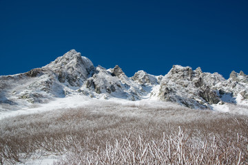 冬の千畳敷カール　雪山と雪原