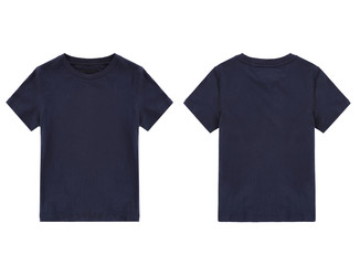 dark blue t-shirt, front and back view