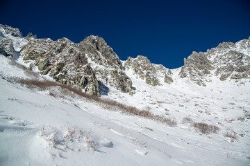 千畳敷カール　冬の雪原の様子　快晴