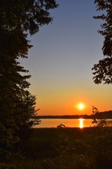 Orange sunrise on the lake