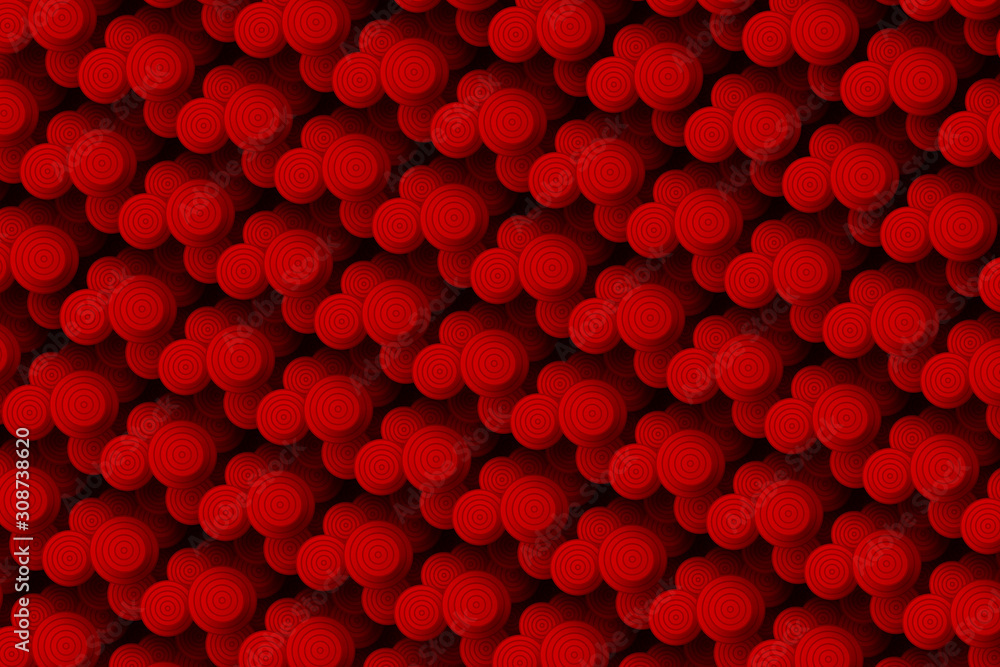 Poster the abstract textured background is composed of red circles
