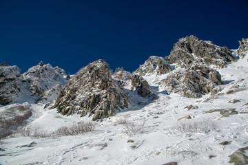 千畳敷カール　冬の雪原の様子　快晴