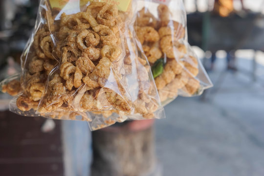Street Food Crispy Pork in Thailand, Asia