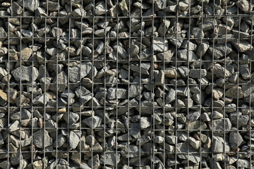 Gabion, texture, background. Gabion net frequent part (design). New technologies in arranging...