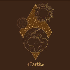 Landscape of planet. Rhombus. Earth