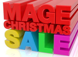 MAGE CHRISTMAS SALE word on white background 3d rendering